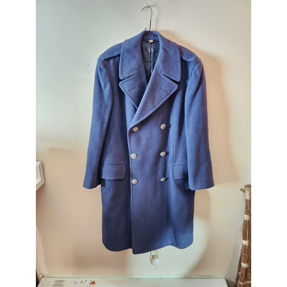 1962 USAF Military Over Great Coat Dress Blue 85 Air Force Wool 39 S Vtg Velour
